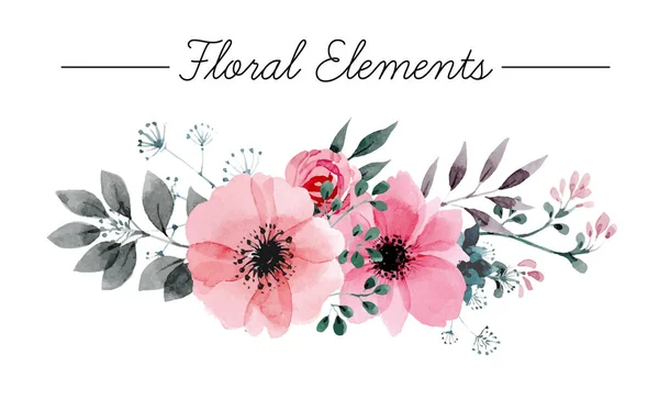 Hermoso vector conjunto de flores y ramitas en un estilo acuarela. Hecho a mano. Diseño de primavera para invitaciones, bodas o tarjetas de felicitación . — Vector de stock