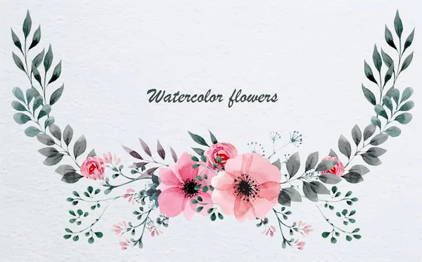 Winter komt. Boho-chic stijl hand getekende krans. Aquarel rozen, bladeren en veren vooraan op witte achtergrond. Vintage vectorillustratie. — Stockvector