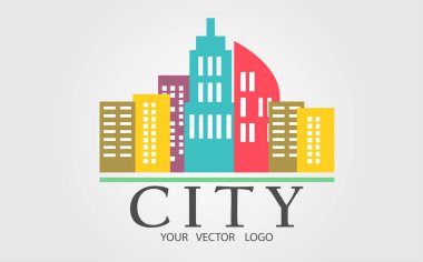 Bir renk şehir logosu. Vektör çizim.