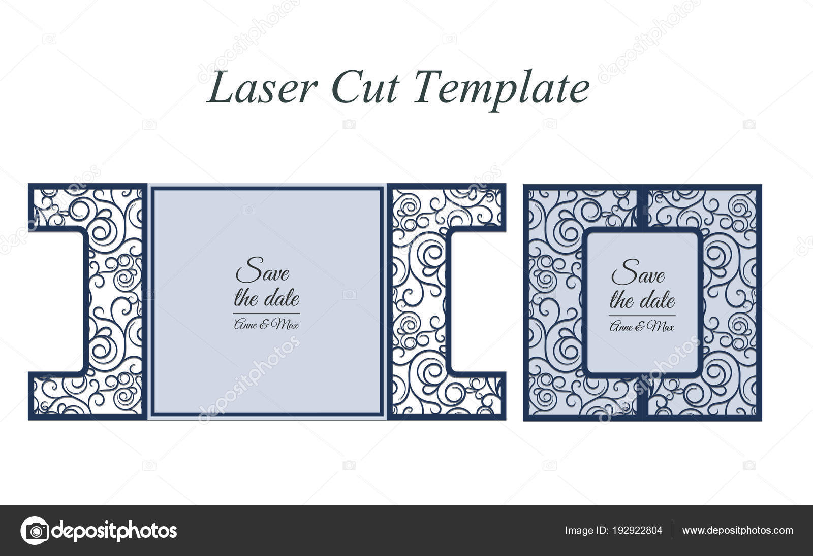 Paper cut out card. Laser cut pattern for invitation card for wedding