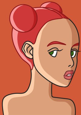 Pop art Kızıl saçlı kız seksi dudaklar yeşil gözler güzel güzellik çakıl