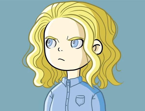 Поп-арт дівчина лев кучеряве блондинка волосся сердитий хлопчик милий — стоковий вектор
