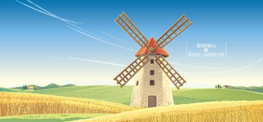 Rural landscape with windmill