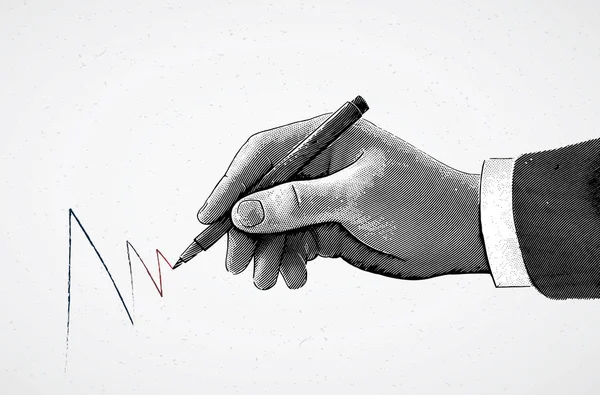 Χέρι κρατούν ένα μολύβι και τη σχεδίαση μιας γραμμής — Διανυσματικό Αρχείο