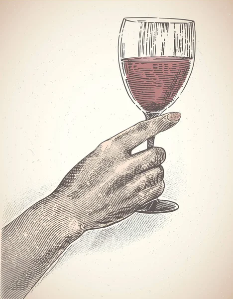 La mano femenina sostiene una copa de vino — Archivo Imágenes Vectoriales