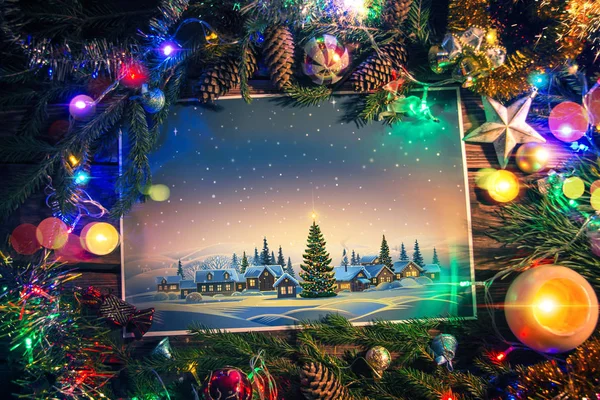 Christmas illüstrasyon tatil köyü ile temalı nesnelerden çerçevesindeki.