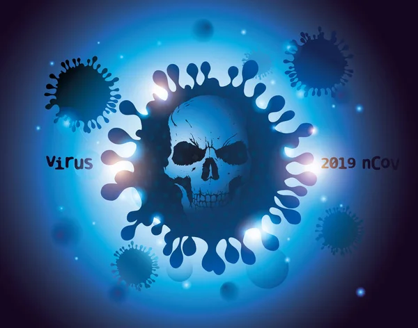 Conventional Illustration Virus Symbolic Image Skull Comparison Deadly Danger Humans — Stock Vector