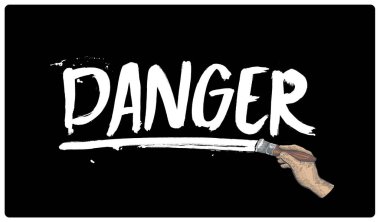 El, siyah arka planda beyaz boyalı fırça ile 