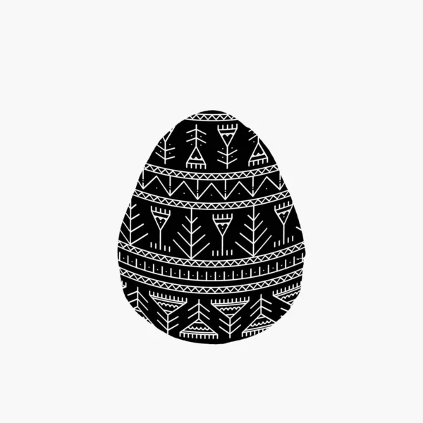 Vector Huevo Pascua Con Ornamento Tribal Étnico Aislado Fondo Blanco — Vector de stock