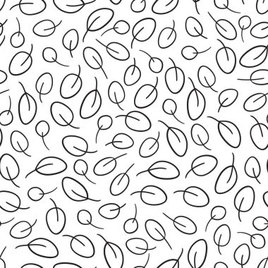 Elle çizilmiş yapraklarla kusursuz bir şablon. Beyaz arka planda izole edilmiş çiçek elementleri. Kumaş, duvar kağıdı, ev tasarımı, ambalaj kağıdı tasarımları.