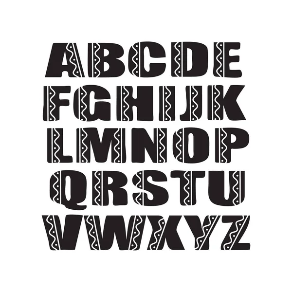 Vector Artistiek Lettertype Met Ornament Vectoralfabet — Stockvector