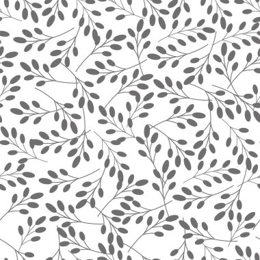 Vektör kusursuz desen. Çiçek gibi bir geçmişi var. Yapraklı dalların silueti