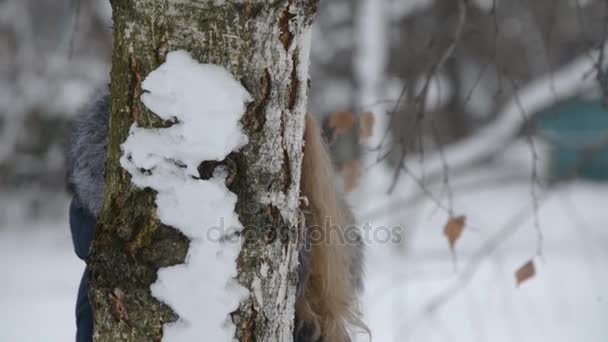 Bella Ragazza Ritratto Movimento Inverno — Video Stock