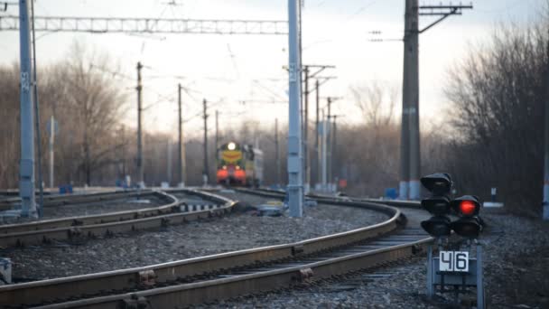 Desvío Tren Trabajo Mueve Por Ferrocarril — Vídeo de stock