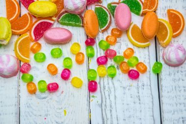 Şeker ve marmelat arka planda