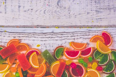 Şeker ve marmelat arka planda