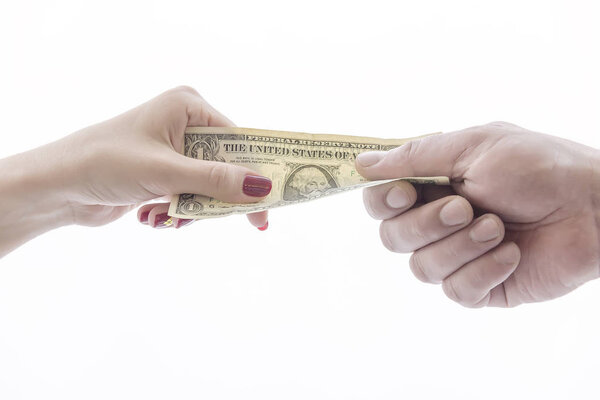 Один доллар в руке
