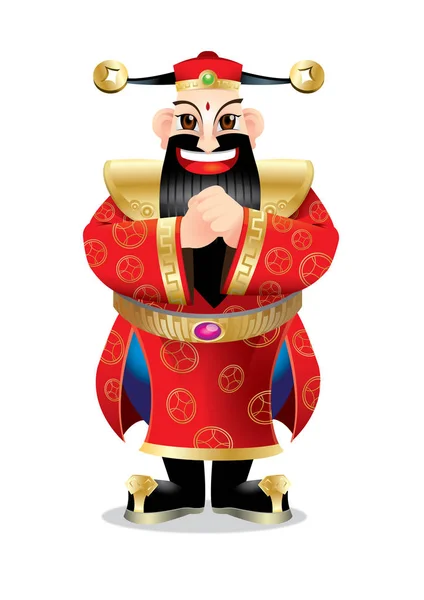 A Chinese wealth god with greeting post. — Stock Vector