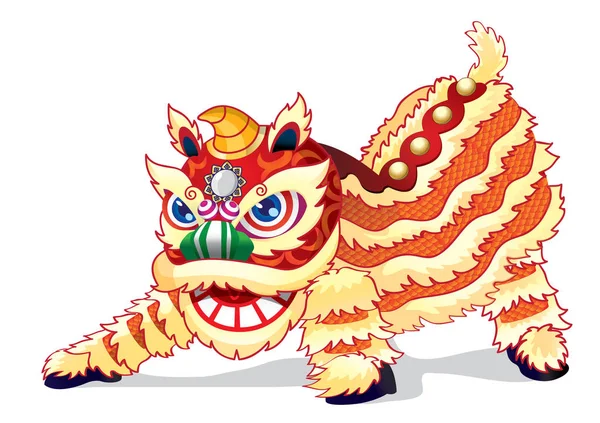 Un lion chinois plein d'entrain est prêt à sauter haut . — Image vectorielle
