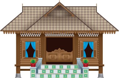 A beautiful traditional wooden Malay style village house.  clipart