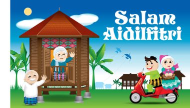 Bir çift sadece Raya Festivali ebeveynleri ile kutlamaya hazır bir biçimde kendi evine geliyor. Köy sahne ile. Kelime 