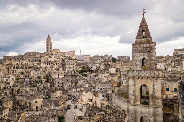 Matera Itália Sua Bela Arquitetura Monumentos Pedra Casas Cortadas Rocha — Fotografia de Stock