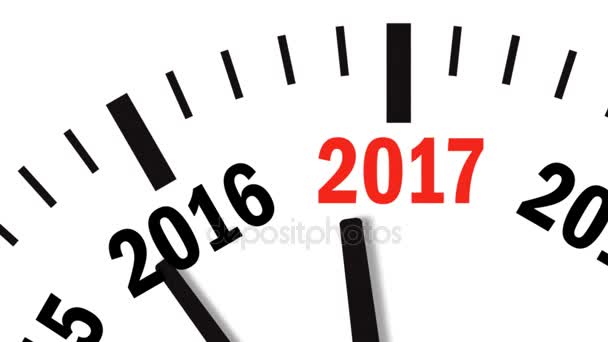 Animação da contagem regressiva do relógio do ano 2016 a 2017 — Vídeo de Stock