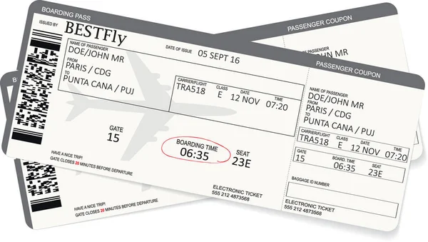Desen pas bilet yatılı havayolu şirketi — Stok Vektör