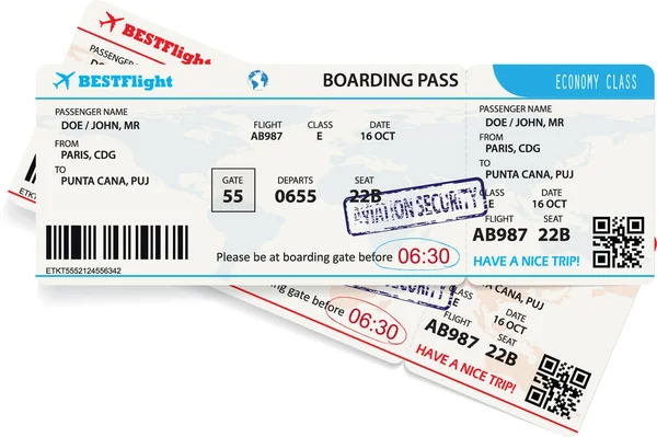 Template of boarding pass tickets — Stock Vector