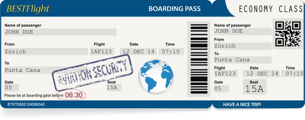 Blauwe vector sjabloon van boarding pass tickets — Stockvector