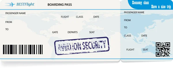 Sininen vektori malli boarding pass lippu — vektorikuva