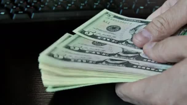 Close up of counting dollar bills. UltraHD footage — Stock Video