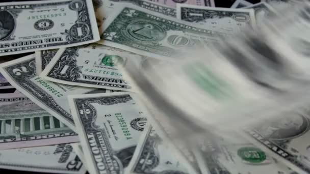 Fechar a contagem de notas de dólar. Imagens de UltraHD — Vídeo de Stock