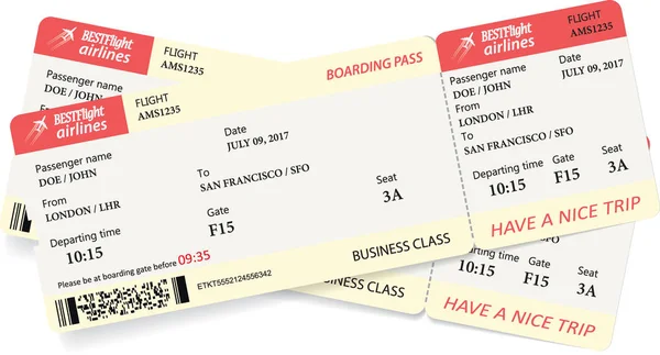 Two boarding pass tickets — Stock Vector