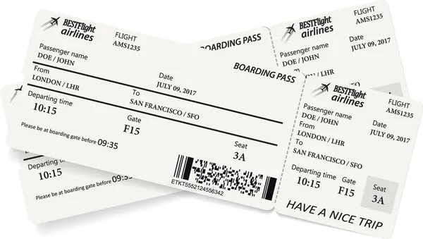 Två ombordstigning passera biljetter i gråa färger — Stock vektor