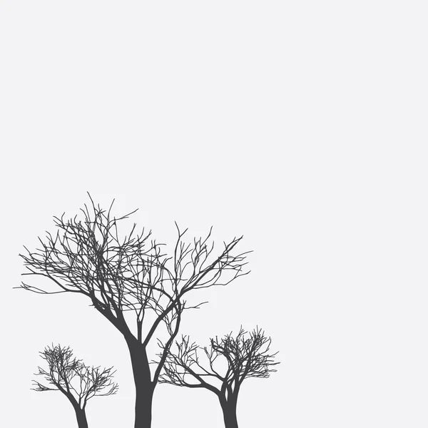 Grauer Hintergrund mit drei Bäumen — Stockvektor