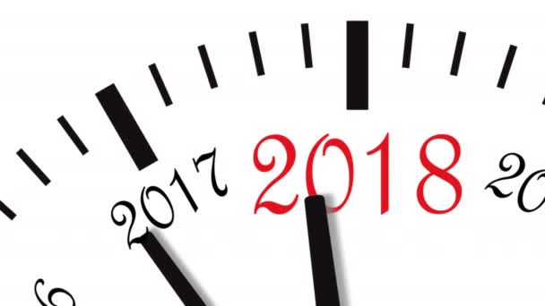 Animation des Countdowns der Uhr von 2017 bis 2018. ultrahd 4k video. — Stockvideo