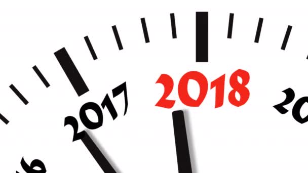 Animation του ρολόι αντίστροφης μέτρησης από το έτος 2017 με 2018. Ομίχ — Αρχείο Βίντεο