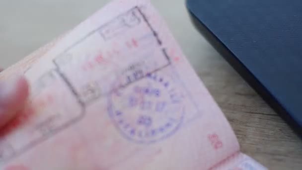 Cheking passport in the airport — Stock Video