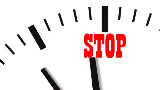 Animación de la cuenta regresiva del reloj a la palabra STOP. Imágenes de vídeo UltraHD . — Vídeo de stock