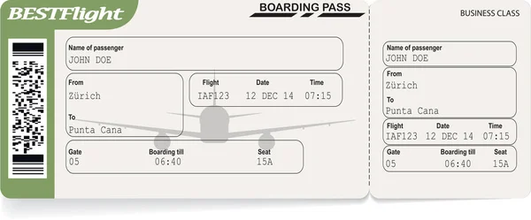 Patrón verde de la tarjeta de embarque aérea — Archivo Imágenes Vectoriales