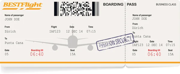 Mönster av flygbolaget boarding pass — Stock vektor