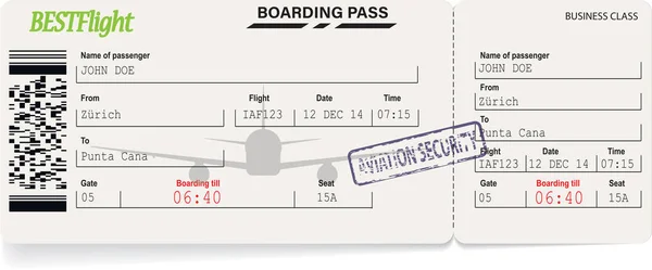 Groene patroon van luchtvaartmaatschappij boarding pass — Stockvector