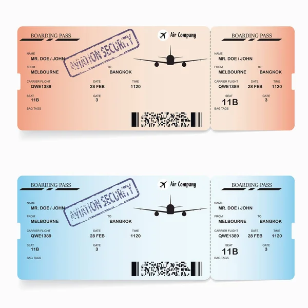 Two vector templates of boarding pass tickets — Stock Vector