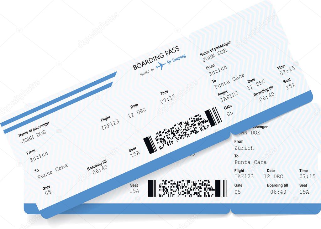 Vector image of airline boarding pass ticket