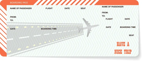 Bilhete de avião em branco. Cartão de embarque laranja —  Vetores de Stock