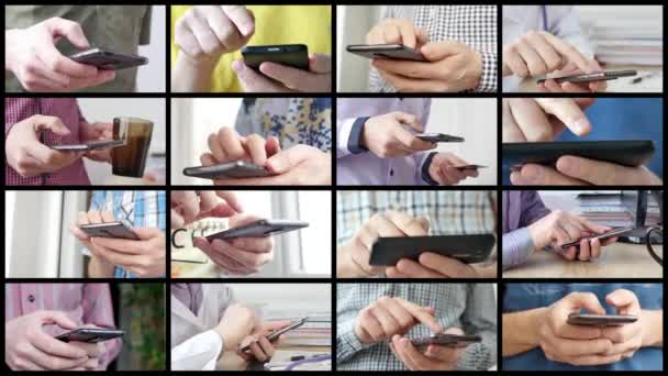 Close-up of hands holding smartphone, typing text on touch screen. — Stock Video