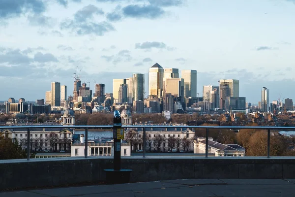 그리니치 일몰에 런던의 그리니치 관점에 런던의 — 스톡 사진