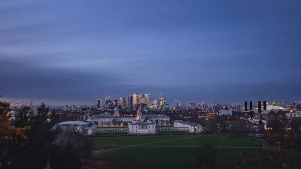 Nachtpanorama Von London Nachtansicht Von London Vom Greenwich Hill — Stockfoto