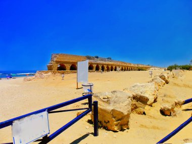 Caesarea su kemeri Tel Aviv ve Haifa yakınındaki sahil şeridi, Orta Doğu, İsrail üzerinde 